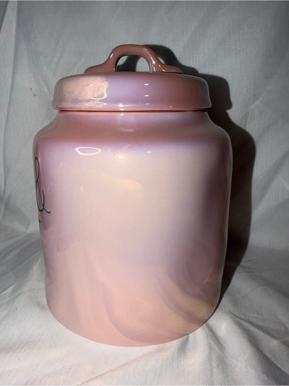 Rae Dunn Pink Iridescent Merry & Bright Canister Cookie Jar Christmas Decor - Picture 7 of 9